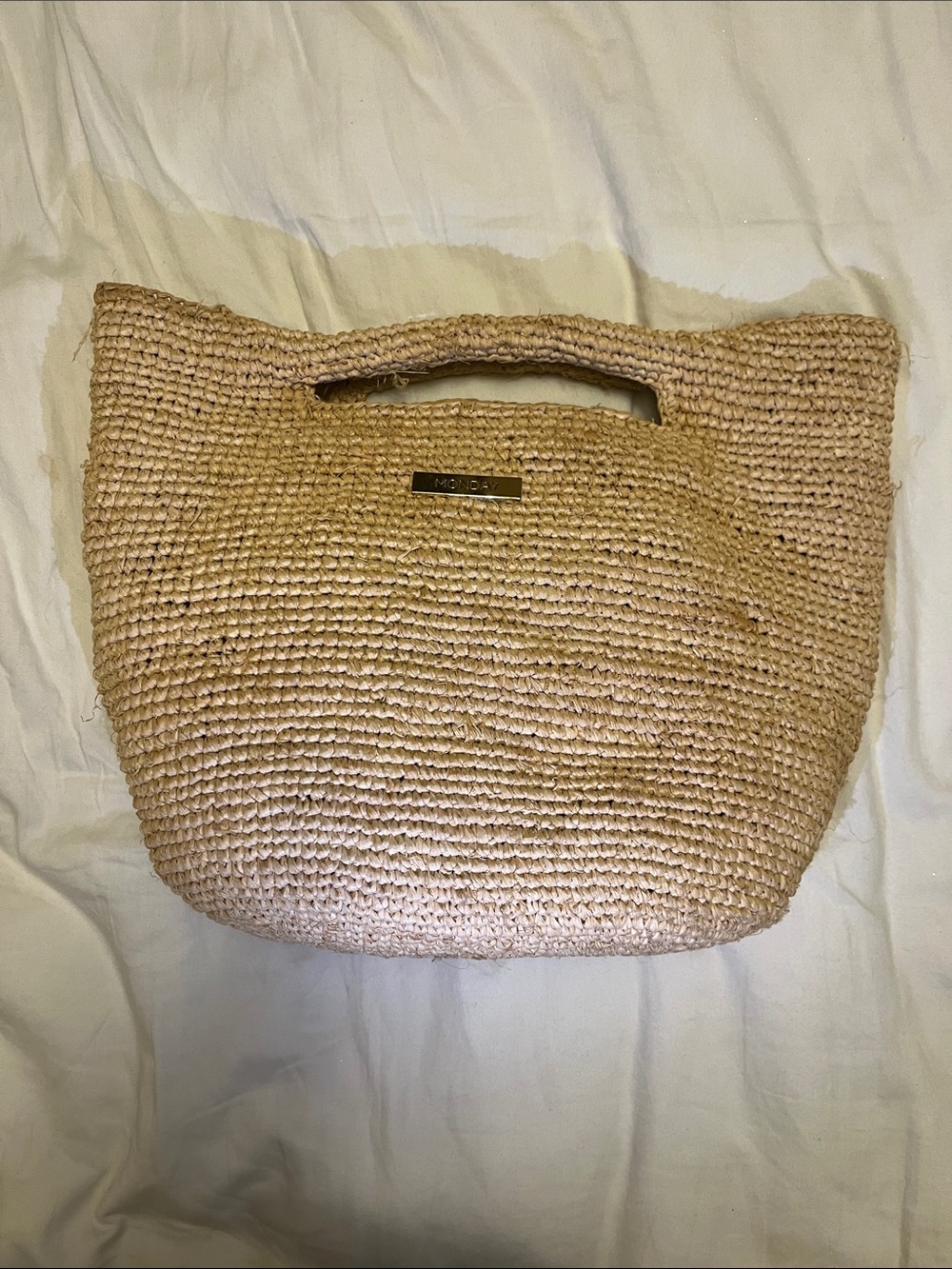 Monday Swimwear Natural Raffia Woven Tote Bag